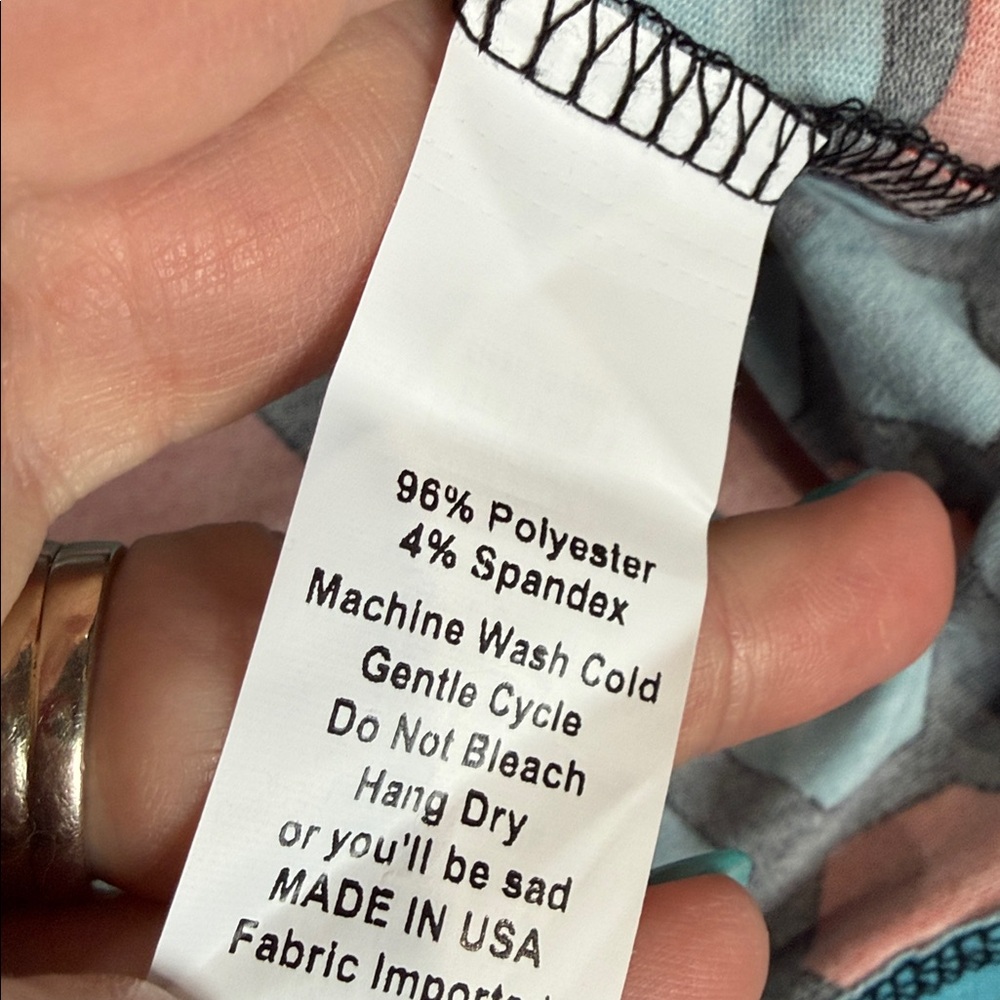 LuLaRoe Blue & Orange Hexagon Print Mae Girls' Dress (12) - Picture 7 of 7